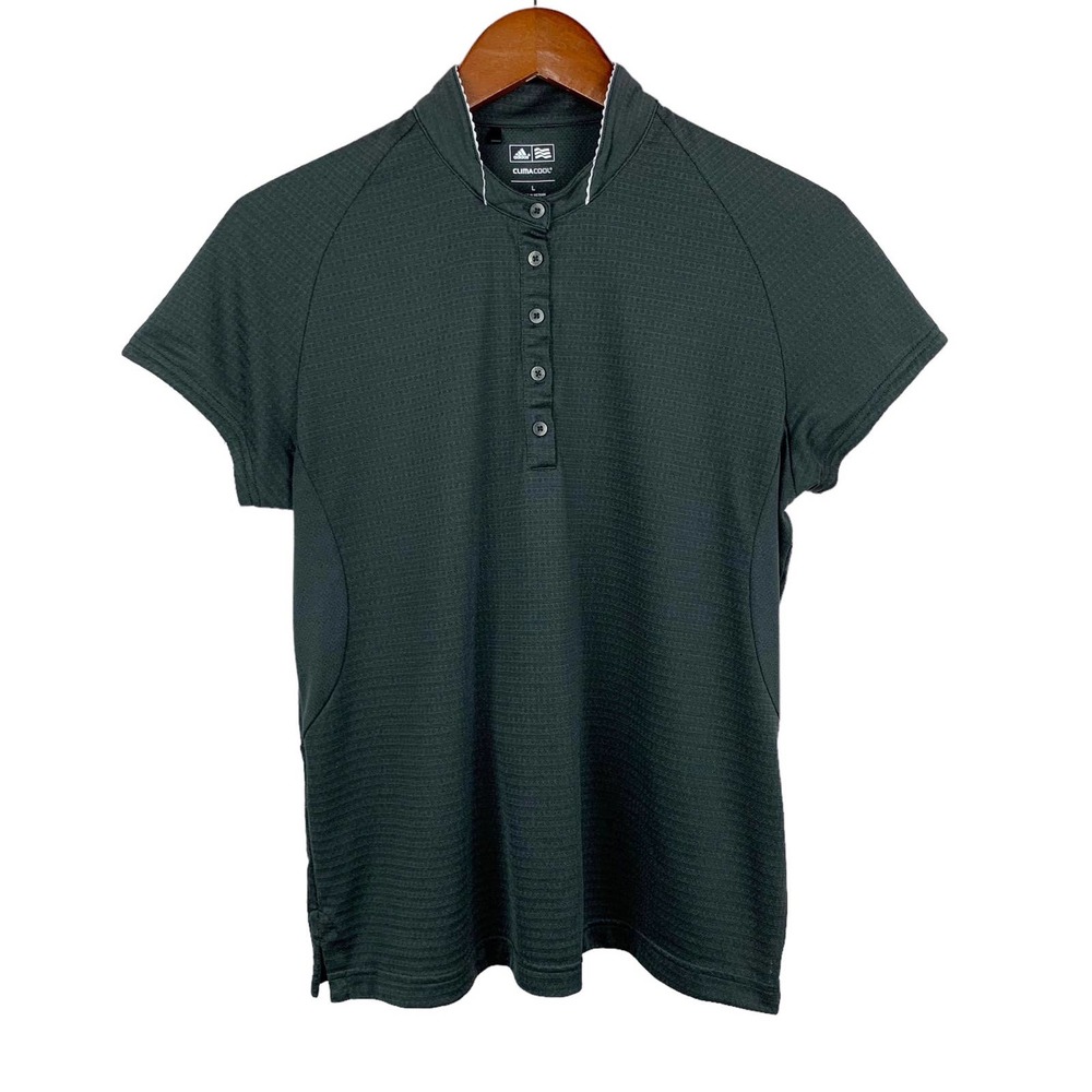Adidas Golf Polo Shirt Top Dark Grey Climacool Short Sleeve Women’s L